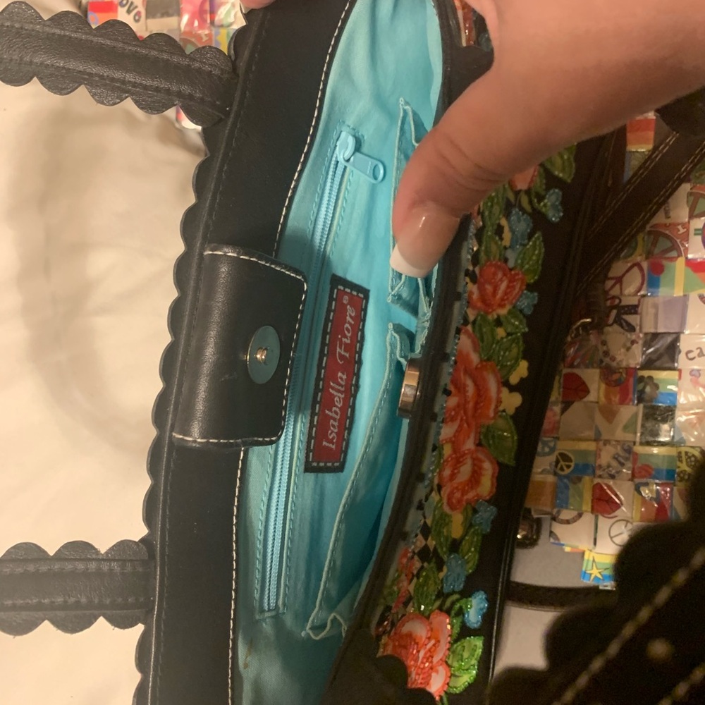 Isabella Fiore Black and Blue Shoulder Bag - Picture 4 of 4